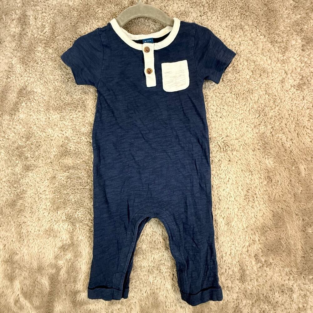 Old Navy Navy Blue Henley Romper Jumpsuit One Piece Outfit Baby Boys 6-12 Months